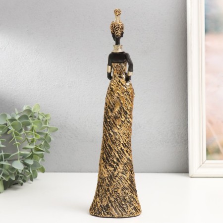 Souvenir Polystone "African in a golden dress" 31.5x8x5.5 cm-2