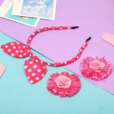 Hair Slobo Set (Rinch, 2 clamps) roses, pink