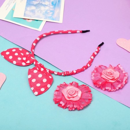 Hair Slobo Set (Rinch, 2 clamps) roses, pink