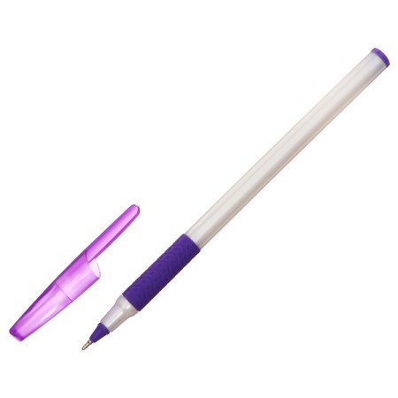 Ballic handle 0.7 mm, blue rod, white body with a rubber holder and cap, mix-6