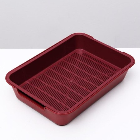 Toilet with a grid "Bella" for cats, 37 x 27 x 8 cm, red-2