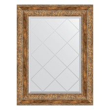 Mirror with engraving in the baguette frame, vignette antique bronze 85 mm, 55x72 cm