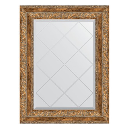 Mirror with engraving in the baguette frame, vignette antique bronze 85 mm, 55x72 cm