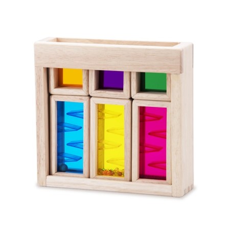 Game set of wooden rainbow blocks "Dawn", with a sound effect