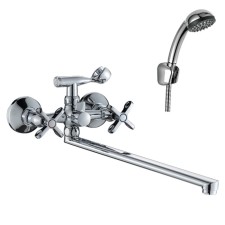 Bath mixer and shower Rossinka RS42-80, two-handed, with swiveling, color chromium