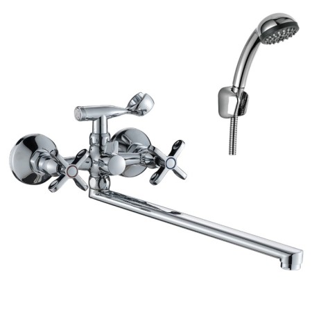 Bath mixer and shower Rossinka RS42-80, two-handed, with swiveling, color chromium