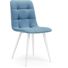 Stool on a metal frame chilli to metal/velor, white/blue 43.5x50x87.5 cm