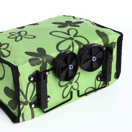 Folding bag on Velcro, 2 wheels, green color-4