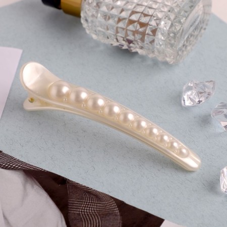 Hair clip "Beads" 10.5 cm, white