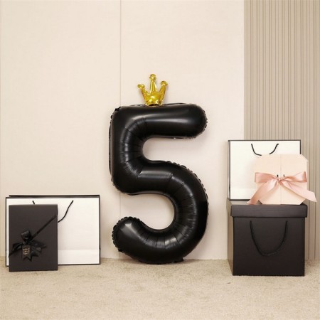 Foil ball 40 "" Number 5 with the crown ", the color is black-2