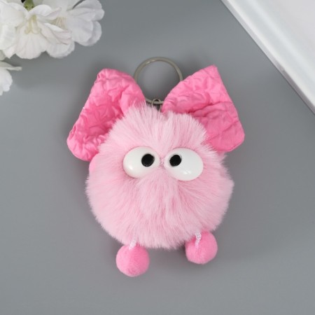 Fluffy on the ring "Masya with a large bow" pink 12x8x8 cm-1