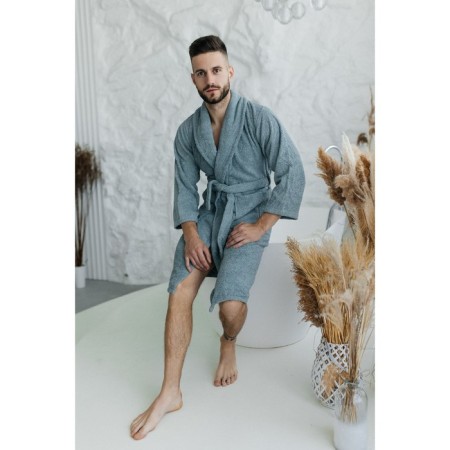 Terry dressing gown, size 46, dark-soot color-2