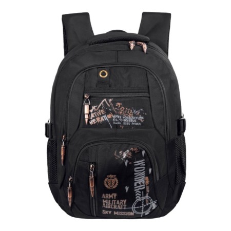 Youth backpack 40 x 28 x 14 cm, ergonomic back, Monkking, W201 Black