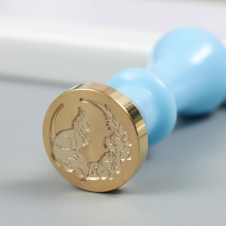 Printing for wax with a plastic handle "Fox and flowers" 2.5x2.5 cm-3