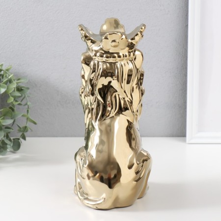 Souvenir ceramics "Leo in the crown" Gold 17x12x26 cm-3