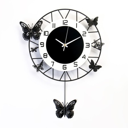 Wall clock, series: pendulum, "butterflies", smooth move, 35 x 51 cm
