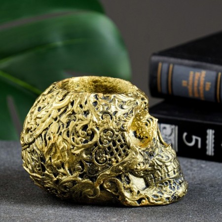 Kashpo - organizer "Skull Flower" aged gold, 11x7x7cm-2