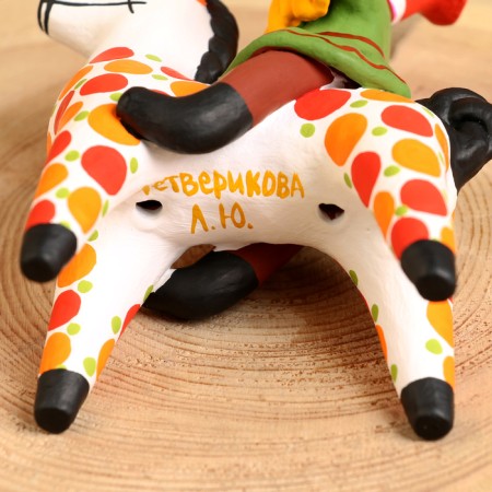 Дымковская игрушка "Всадник с гармошкой", 16 см-12