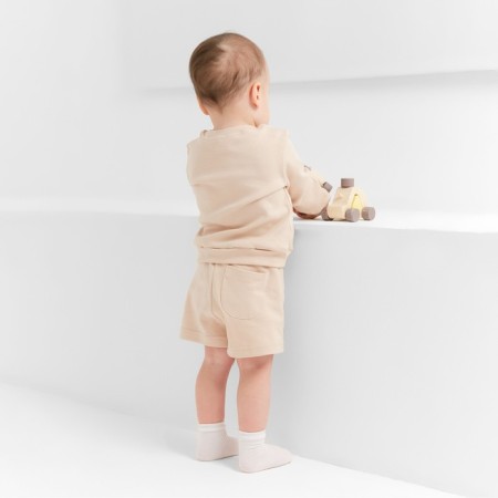Kidsa (sweatshirt, shorts) minku, beige color, height 86-92 cm-5