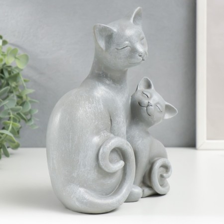 Souvenir Polystone "Cat with a kitten" gray 20x8.5x15.5 cm-1