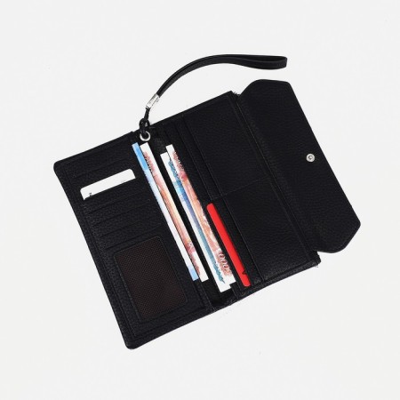 Male purse on the button, external pocket, with a pen, black color-3