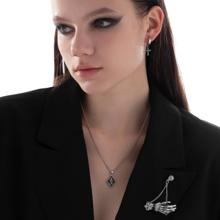 Ring earrings “crosses” mini, d = 1.3 cm, silver color-1