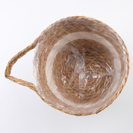 Kashpo wicker "Tanzania" with a pen, 25.5x25.5x23 cm, natural, white-5