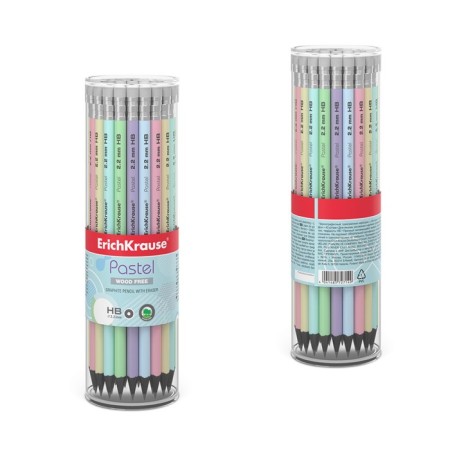 Chernographic pencil with Erichkrause "Pastel", HB, Grifel D = 2.2 mm, plastic, round in a tube, pastel mix-7