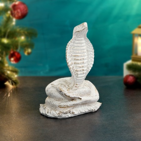 New Year. Symbol 2025. Figure "Snake of Cobra" 24cm, white gold-3