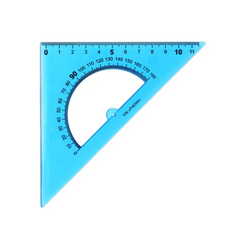 Triangle 12 cm, 45 °, calligrata, with a transporter, plastic, transparent mix-5