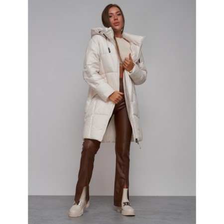 Coat insulated winter female, size 50, beige color-15