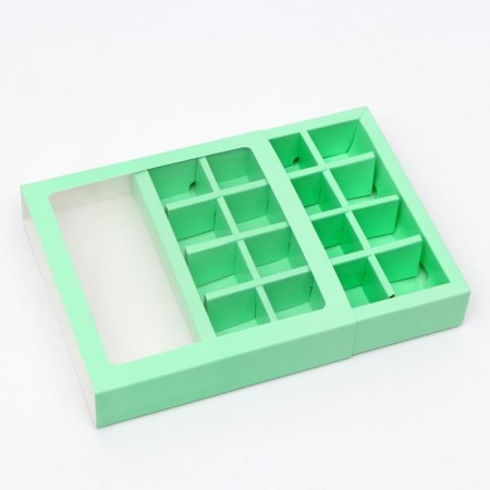 Box for sweets, 16 pcs, mint, 17.7 x 17.7 x 3.8 cm-1