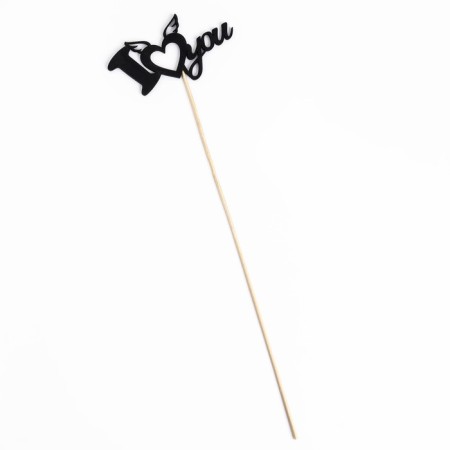 Topper "I love you" black 10.1x5.3 cm-3