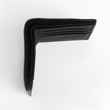 Male purse for magnet, clip for bills, separation for SIM cards, black color-3