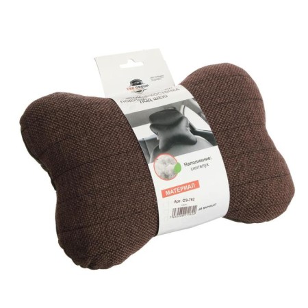 Car bone pillow, on the headrest, flax, brown, 16x24 cm