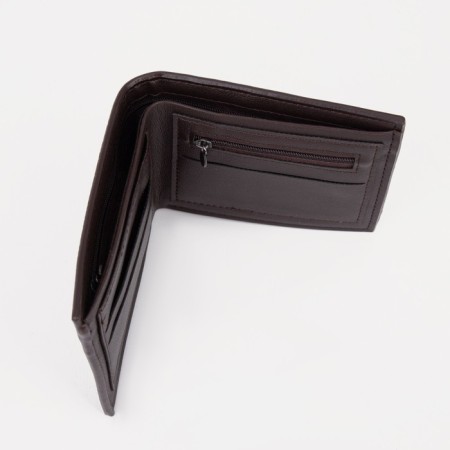 Male purse for TEXTURA cards, bills, coins, brown color-3