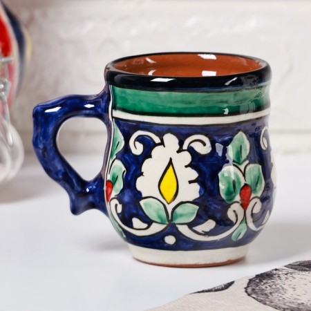 Mug Rishtan ceramics "Flowers", 330 ml, blue-1