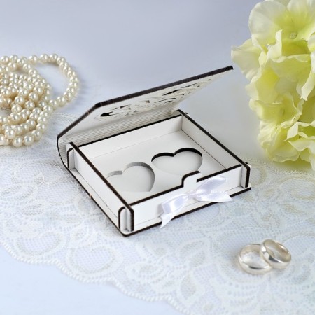 Casket for the ring "openwork", white, 10x9.5x2.6 cm-2