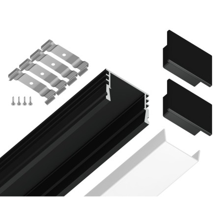 Profile aluminum overhead ambrella Illumination alum Profile, GP1750BK, 2000x12x15.7 mm, black color, matte dial-4