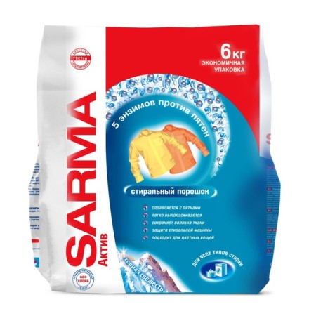 Sarma Active Washing Powder "Mountain Fresh", universal, 6 kg