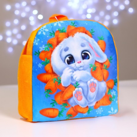 Baby plush backpack for the girl "Bunny in carrots", 26 × 24 cm, for the New Year-2