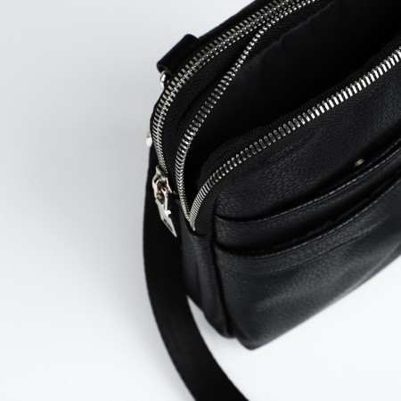 Male bag over the shoulder, Textura, artificial leather, black color-3