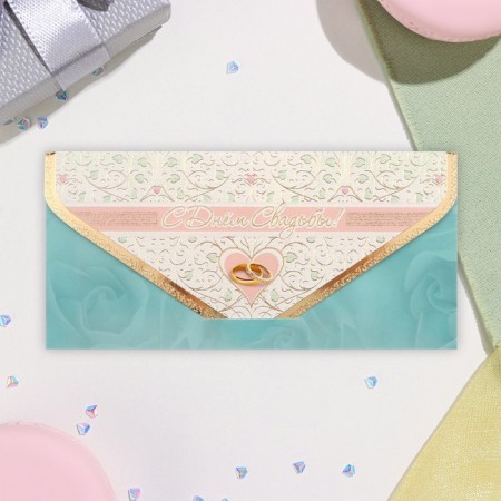 Envenue for money "On the wedding day!" glitter, embossing, patterns on a white background, 19x9.2 cm-1