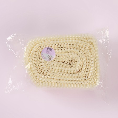 Ribbon with pearl imitation, 6 cm, 9 ± 1 m, white color-4