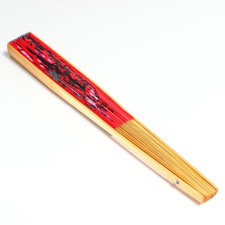 Fan bamboo, textile h = 50 cm "sakura with birds" red-4