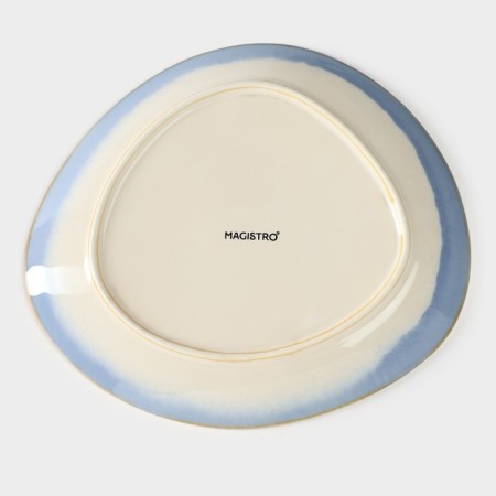 Porcelain dish for feeding Magistro "Paveti", D = 20.5 cm, Blue color-6