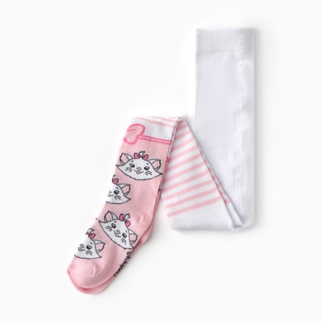 Children's tights "Marie", cats aristocrats, height 98-104 cm, white/pink color