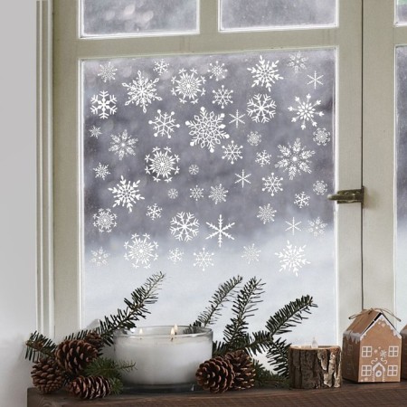 Stick for windows "Round dance of snowflakes", reusable, 50 x 70 cm, new year-2