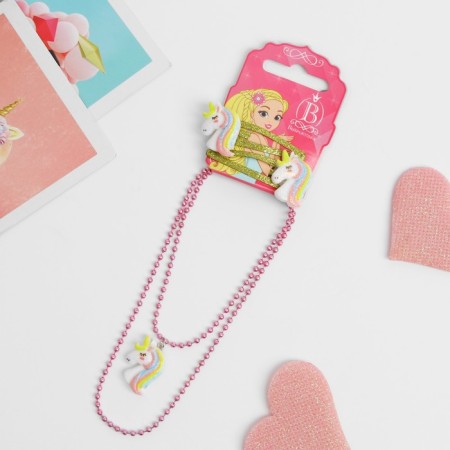 Kit 2 subjects: 2 hairpins, pendants "unicorns", color pink-gold-2