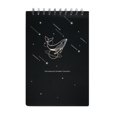A5 sketchbook, 30 black sheets on the crest, “whale”, solid substrate, density 110 gr., Mix-3